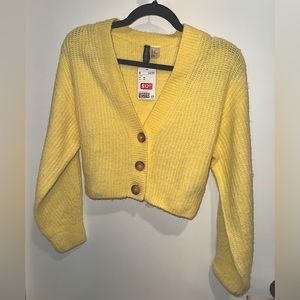 H&M yellow cardigan sweater size XS